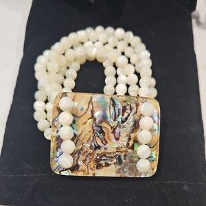 Salley C Elegant Abalone and Pearl Bracelet